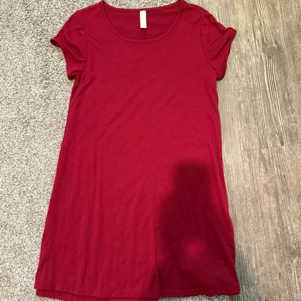Altar'd State Rich Red Short Sleeve Tshirt dress